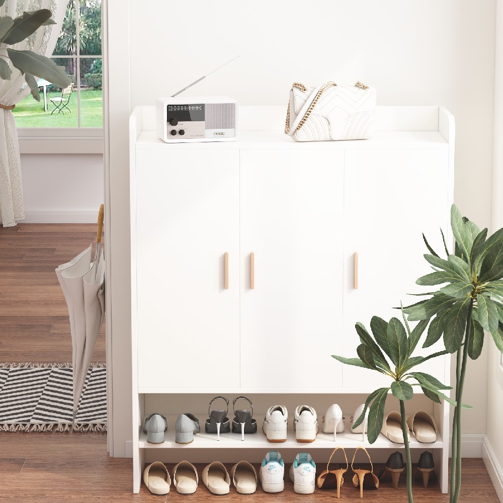 A2 暖白实木颗粒鞋柜